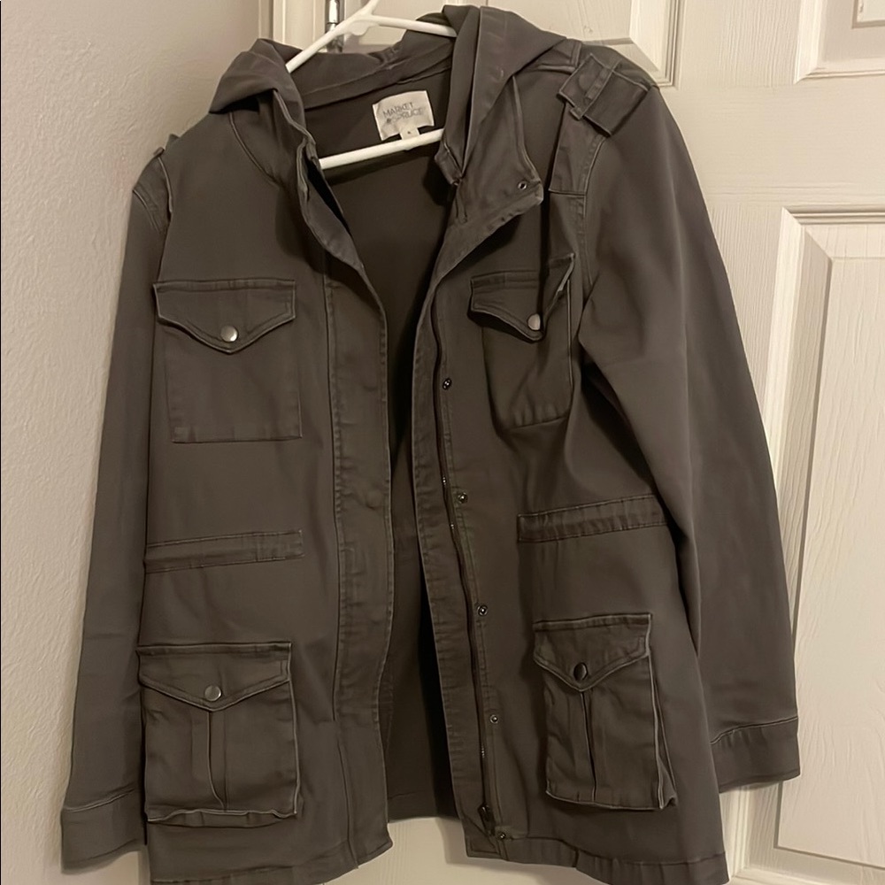Market & Spruce Gray Military Field Jacket